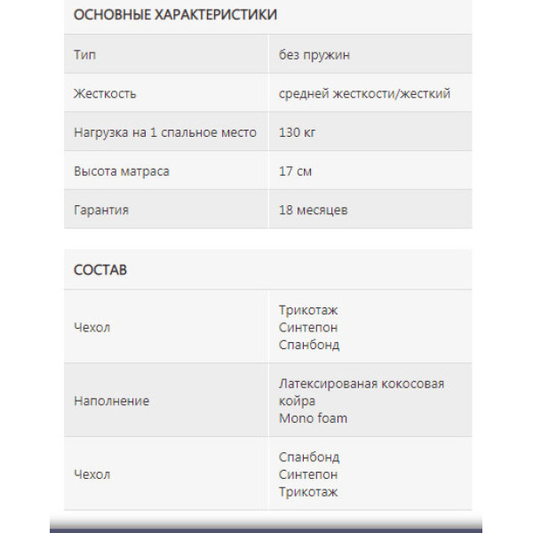 Беспружинный ортопедический матрас Orion