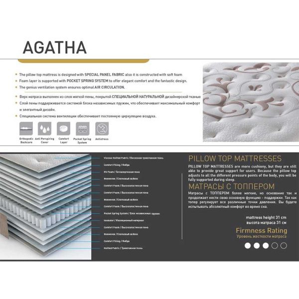 Матрас ортопедический Agatha BRN