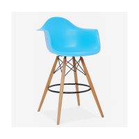 Стілець Тауер Вуд Eames барний високий блакитний