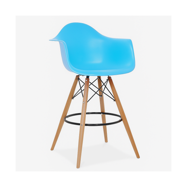 Стілець Тауер Вуд Eames барний високий блакитний