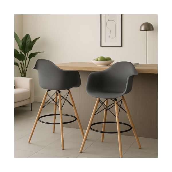 Стілець Тауер Вуд Eames барний високий темно-сірий