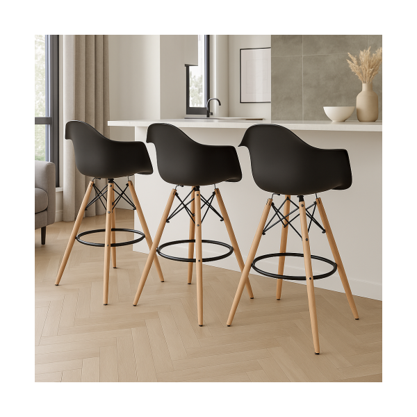 Стілець Тауер Вуд Eames барний високий чорний